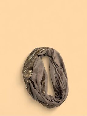 Sequined Taupe Infinity Scarf - Women Accessories